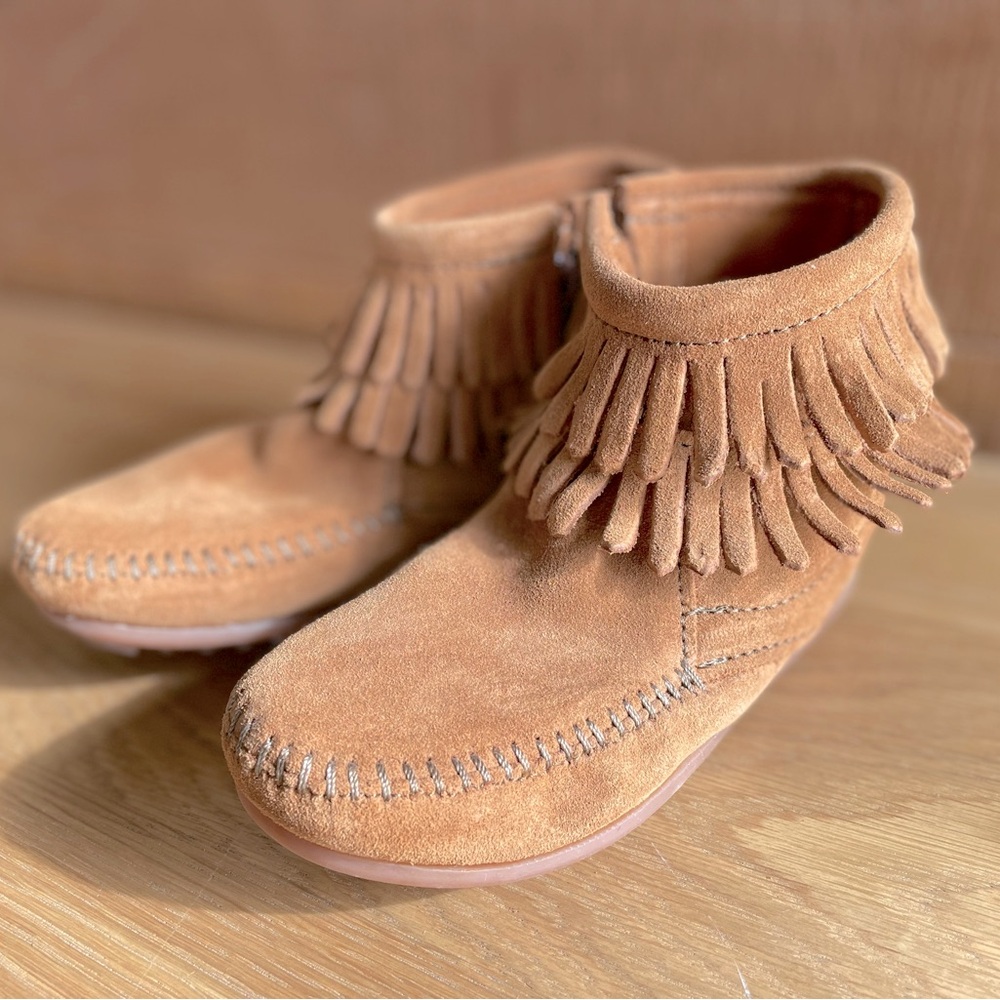 Minnetonka Double Fringe Moccasin Boots